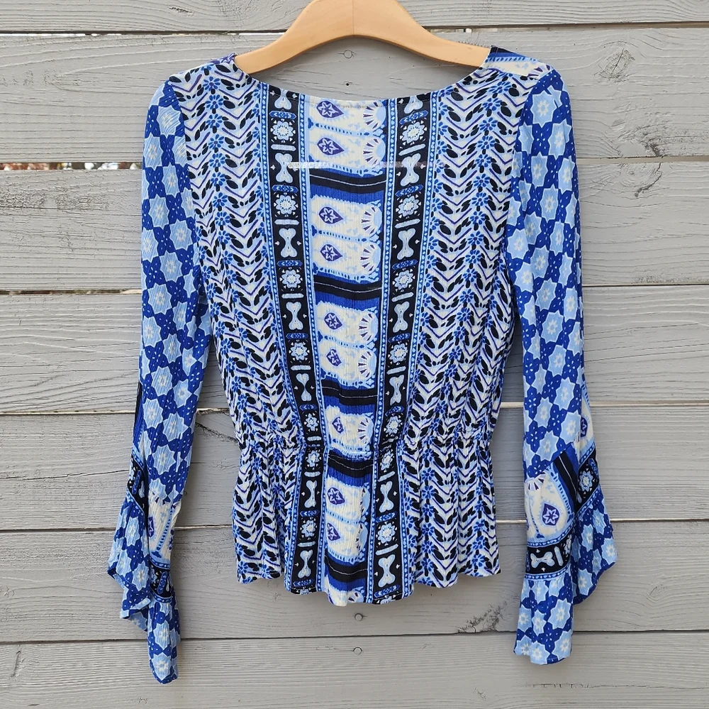 NWT Free People Rosalie Wrap Top Indigo